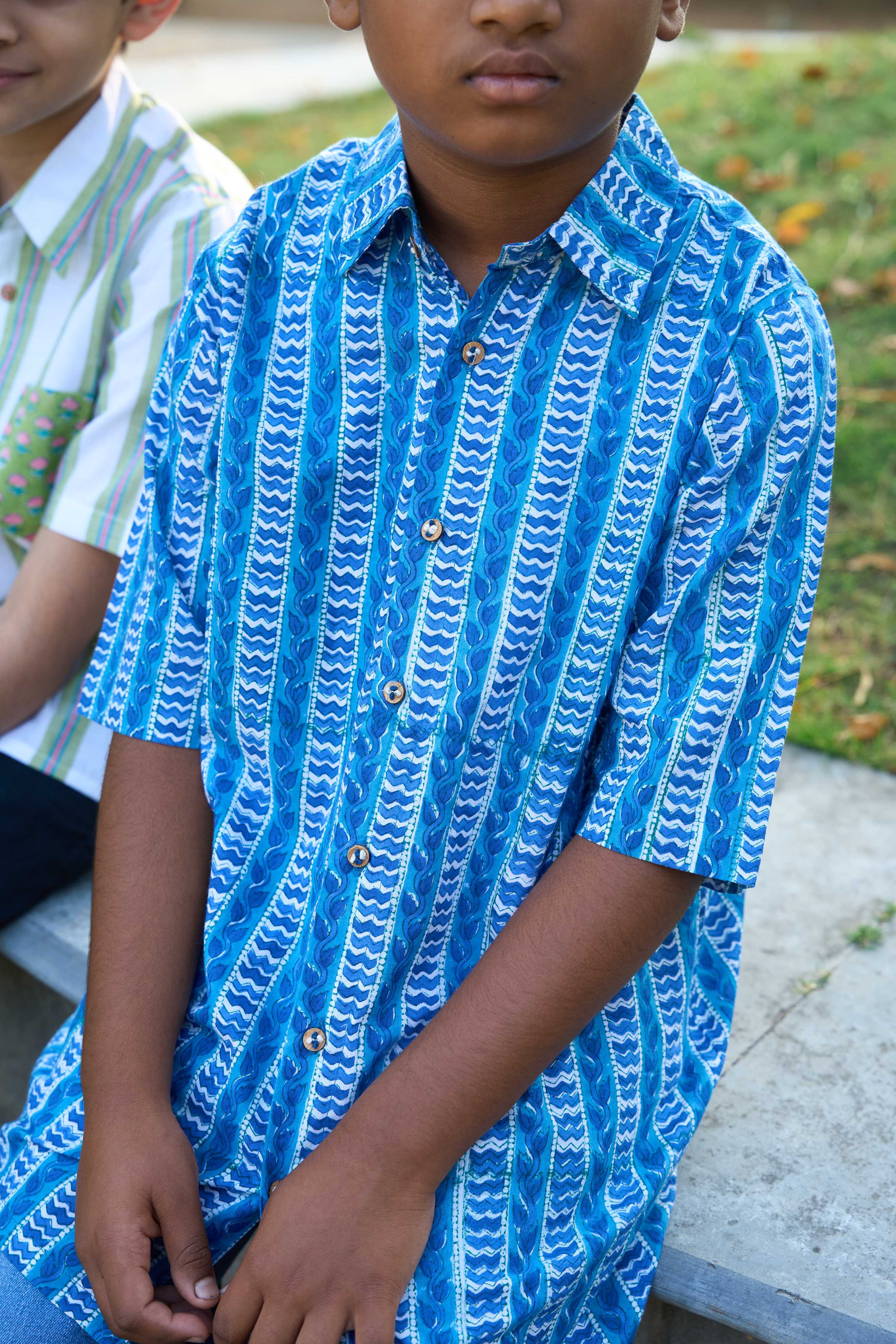 Indigo Stripe Handblock Shirt