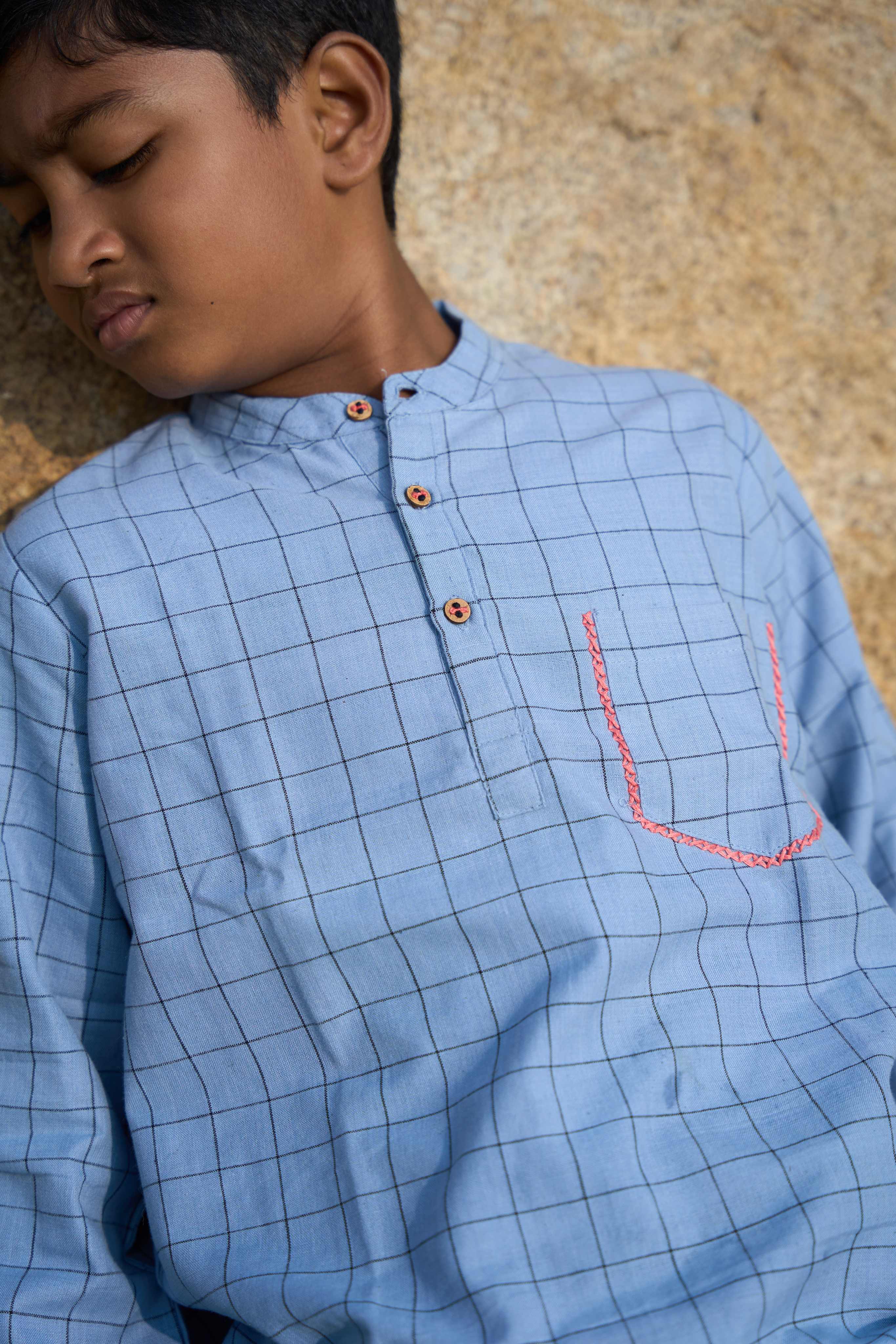 Grey Check Kurta